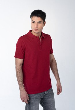 Бордовая рубашка ПОЛО с эластаном мужская